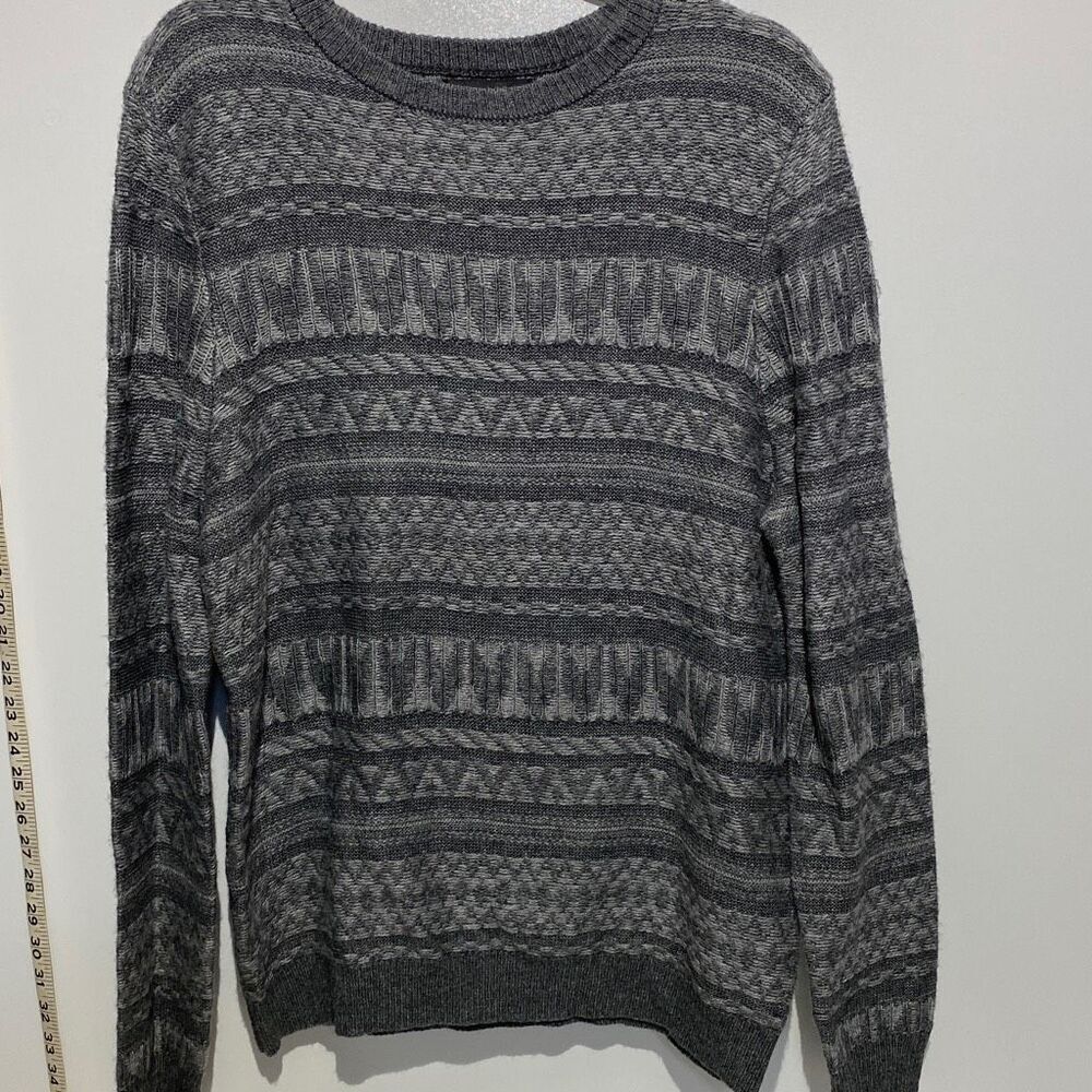 Nordstrom Grey Fair Isle Merino Wool Alpaca Blend Crewneck Sweater Womens Medium